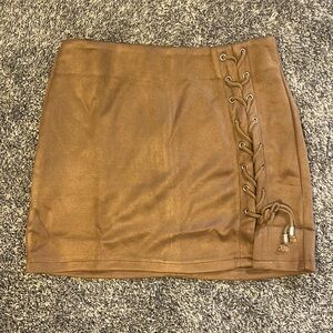 Suede camel skirt